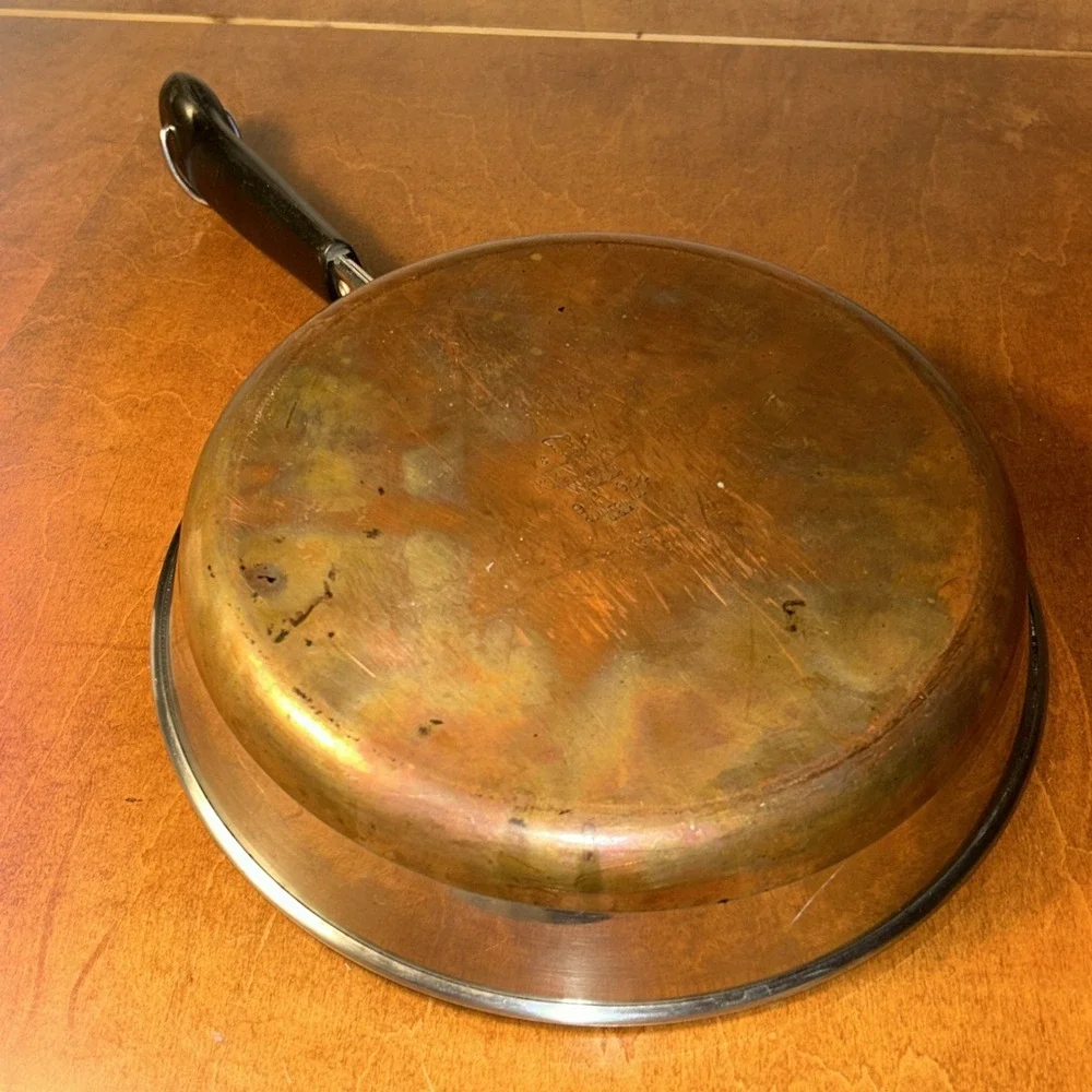 Revere Ware Stainless Steel 9-inch 1801 Copper Bottom Skillet With Lid F1